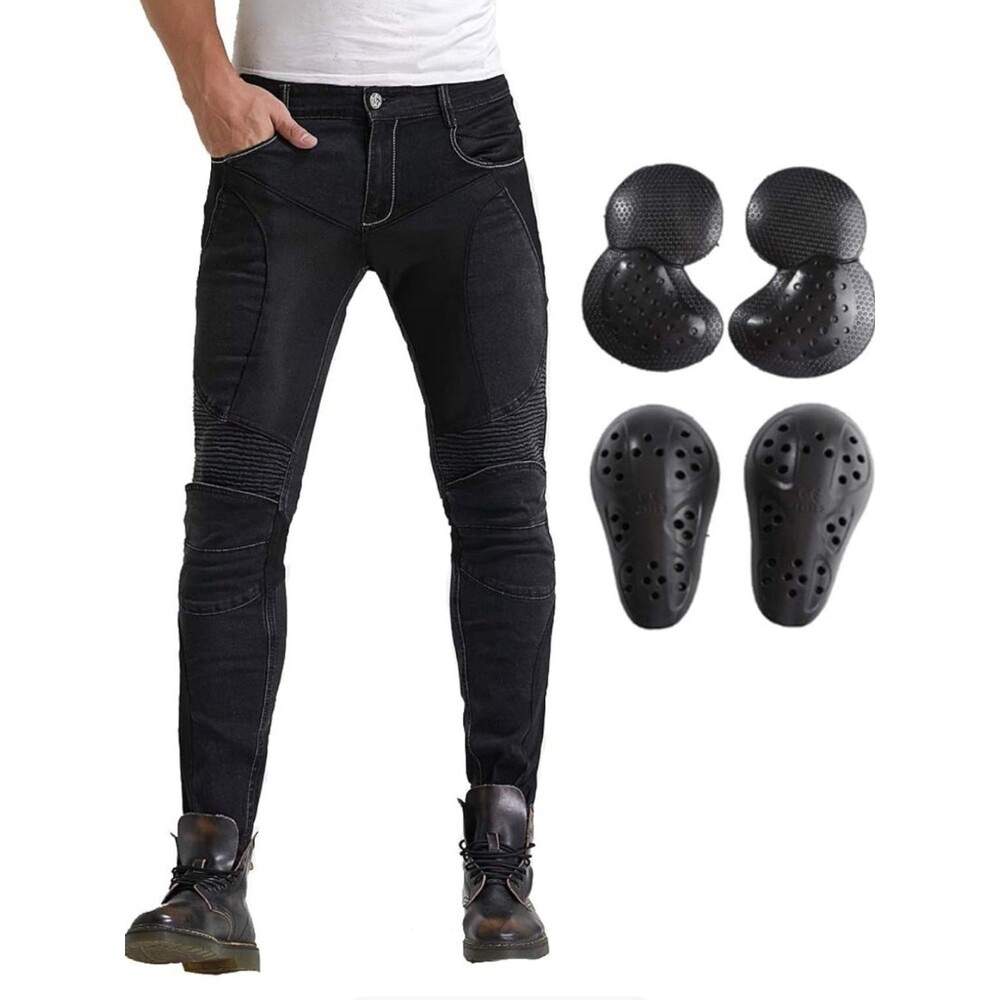 Summer Mesh Motorcycle Riding Jeans with Armor Motocross Racing Slim Pants